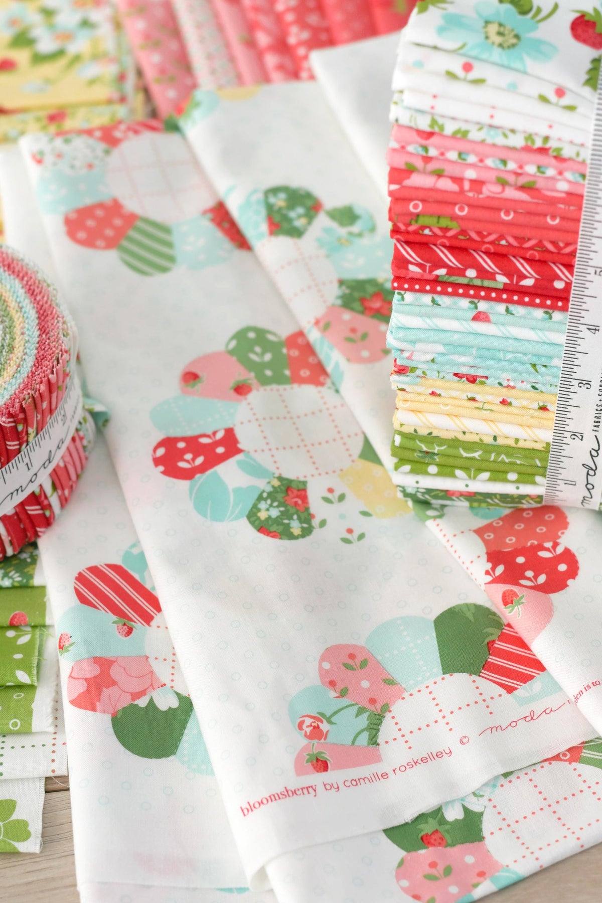 Bloomsberry In Bloom Strawberries Blush Pink by Camille Roskelley for Moda Cotton Quilting Fabric by yard