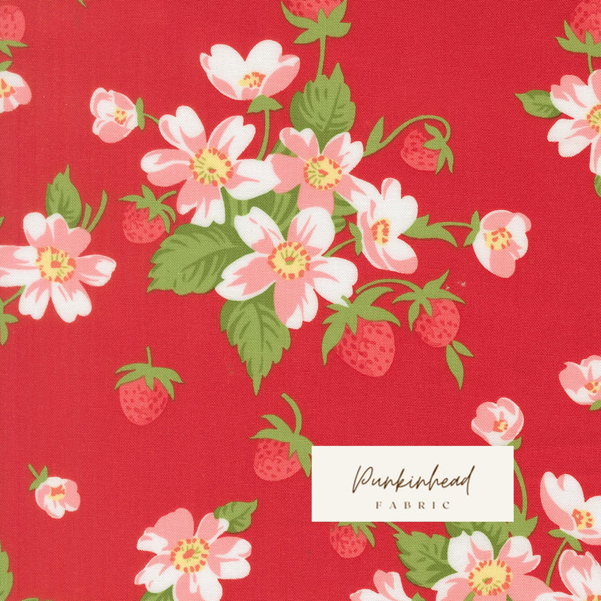 Bloomsberry In Bloom Floral Strawberries Red by Camille Roskelley for Moda Cotton Quilting Fabric by yard