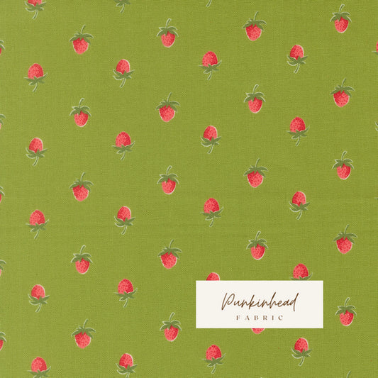 Bloomsberry In Bloom Strawberries Leaf Green by Camille Roskelley for Moda Cotton Quilting Fabric by yard