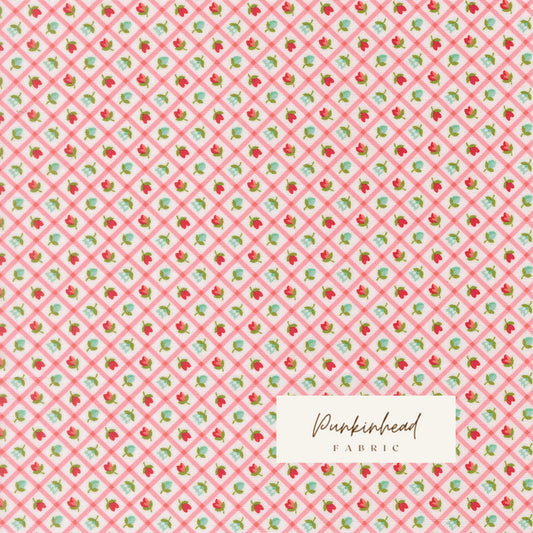 Bloomsberry In Bloom Checks & Plaid Flower Floral Blush Pink White by Camille Roskelley for Moda Cotton Quilting Fabric by yard