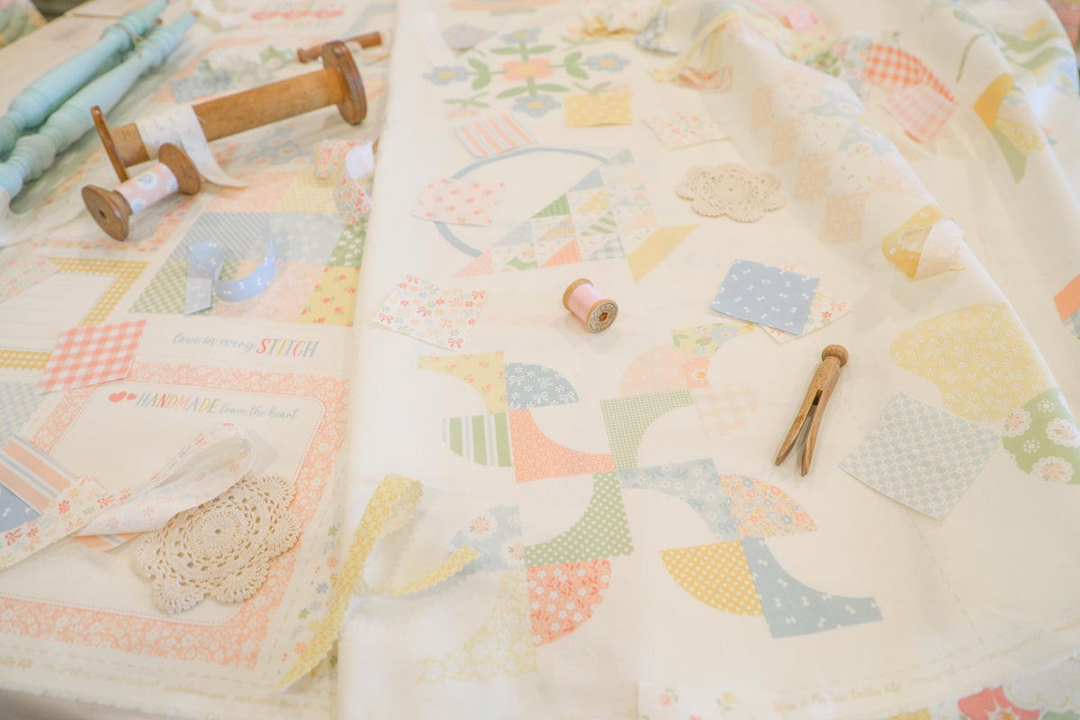 Handmade Sweetness Vintage Blooms Floral Butter Yellow by Heather Briggs My Sew Quilty Life for Moda Spring Cotton Quilting Fabric