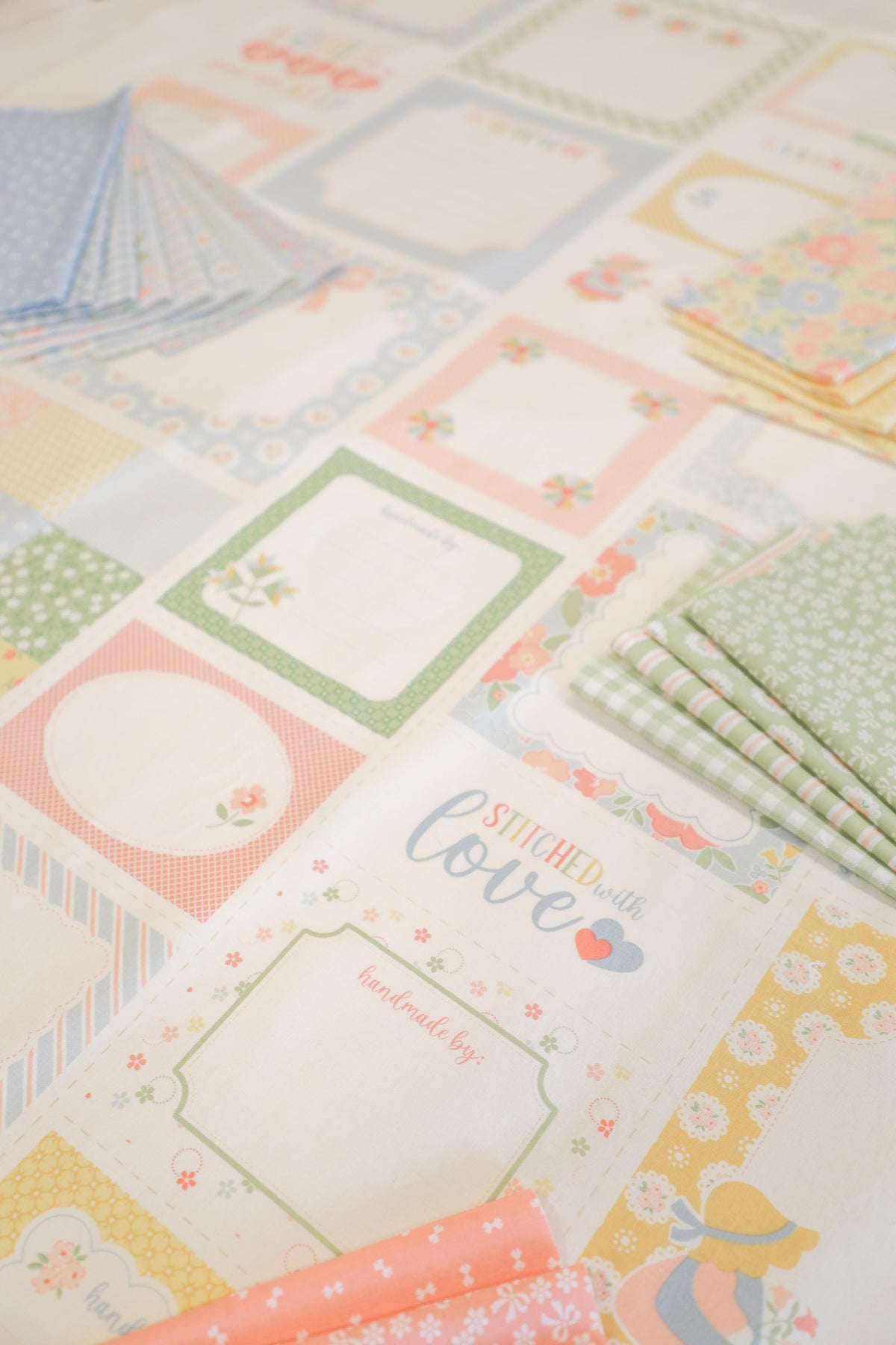 Handmade Sweetness Bows Daisies Small Floral Pear Green White by Heather Briggs My Sew Quilty Life for Moda Spring Cotton Quilting Fabric