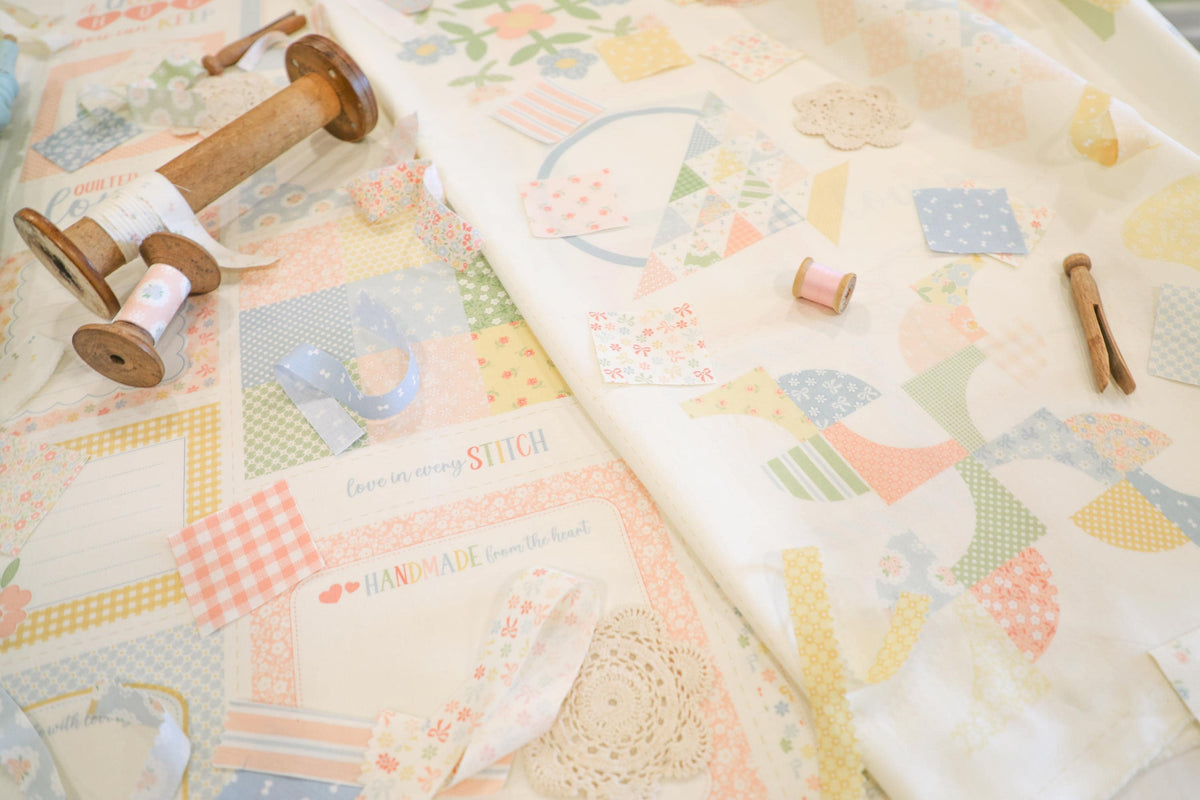 Handmade Sweetness Bitty Blossoms Floral Sky Blue by Heather Briggs My Sew Quilty Life for Moda Spring Cotton Quilting Fabric
