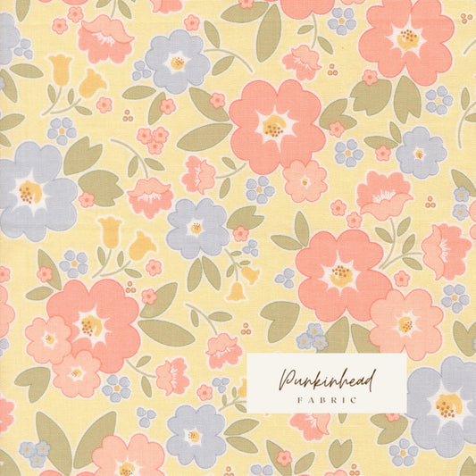 Handmade Sweetness Vintage Blooms Floral Butter Yellow by Heather Briggs My Sew Quilty Life for Moda Spring Cotton Quilting Fabric