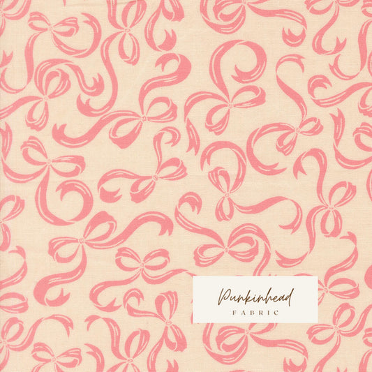 Je T'aime Roses are Tie a Bow Vintage Valentine Pink Off White Cream Fabric by Stacy Iest Hsu for Moda Cotton Quilting Fabric by the Yard