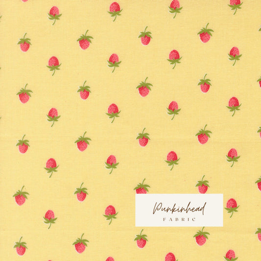 Bloomsberry In Bloom Strawberries Buttermilk Yellow by Camille Roskelley for Moda Cotton Quilting Fabric by yard