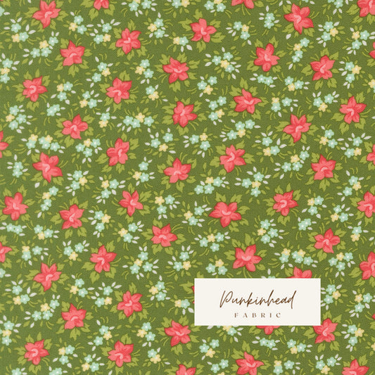 Bloomsberry Marylebone Small Floral Green by Camille Roskelley for Moda Cotton Quilting Fabric by yard