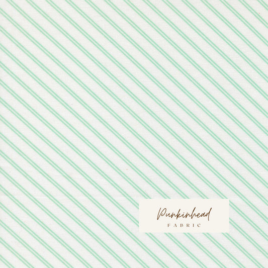 Bloomsberry In Bloom Stripe White Aqua by Camille Roskelley for Moda Cotton Quilting Fabric by yard