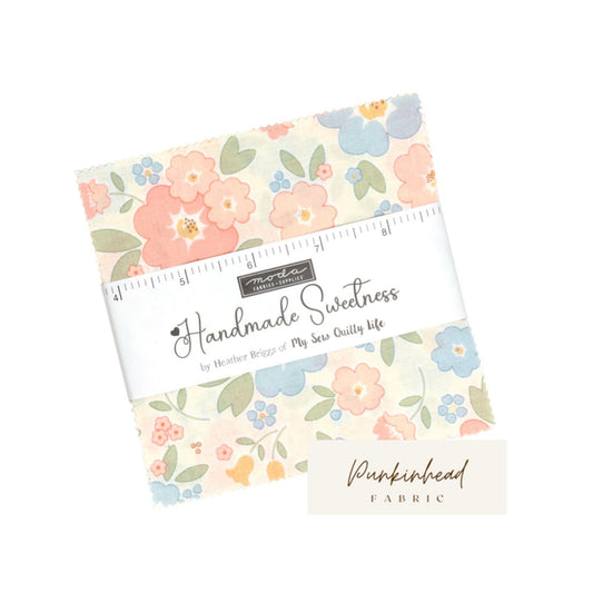 Handmade Sweetness Charm Pack 5" squares by Heather Briggs My Sew Quilty Life for Moda Spring Floral Quilting Fabric 42 Pieces