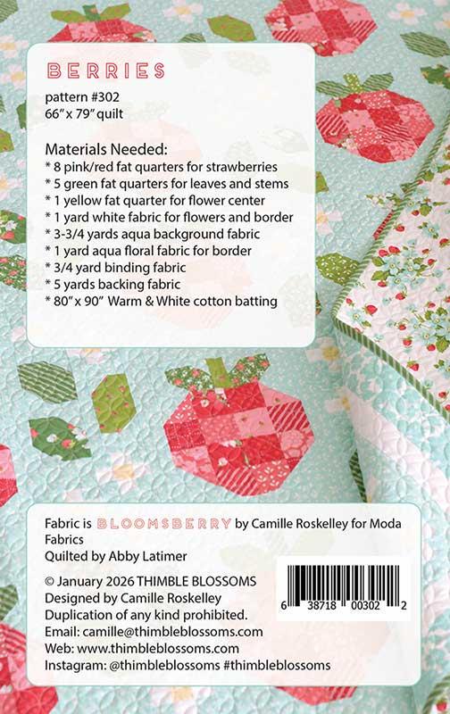 Berries Strawberry Quilt Pattern by Thimble Blossoms Camille Roskelley - PAPER Pattern Summer Scrappy Quilt Pattern