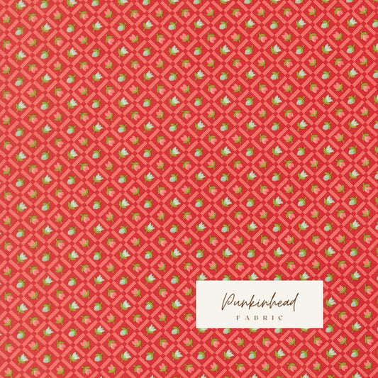 Bloomsberry In Bloom Checks & Plaid Flower Floral Red White by Camille Roskelley for Moda Cotton Quilting Fabric by yard