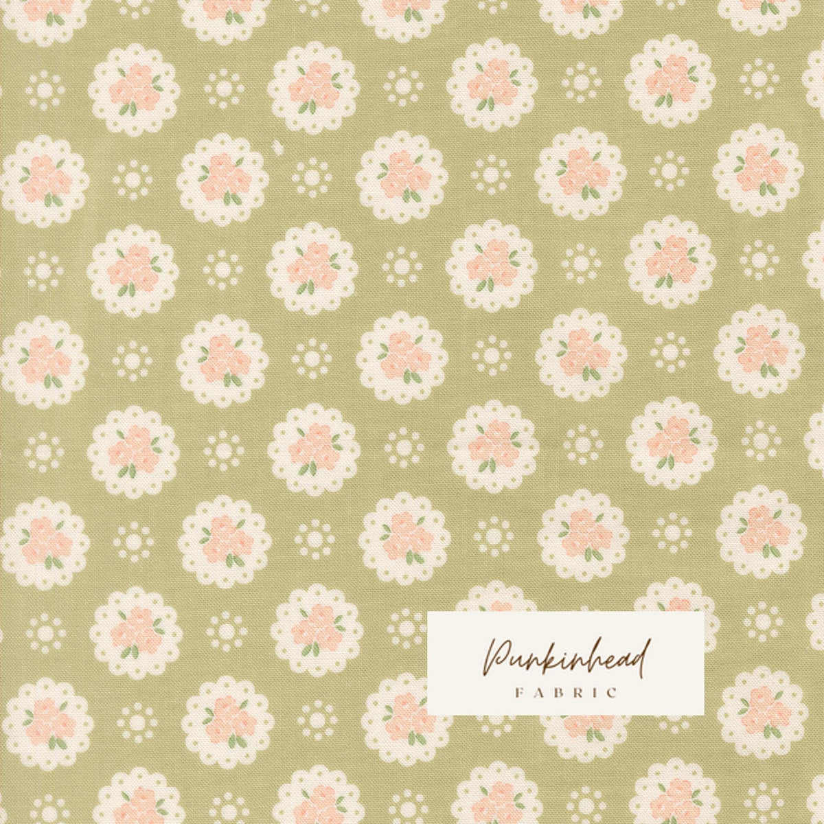 Handmade Sweetness Doily Floral Pear Green by Heather Briggs My Sew Quilty Life for Moda Spring Cotton Quilting Fabric