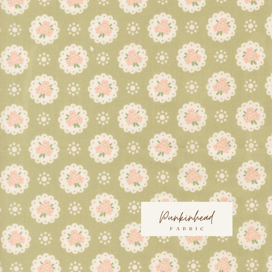 Handmade Sweetness Doily Floral Pear Green by Heather Briggs My Sew Quilty Life for Moda Spring Cotton Quilting Fabric
