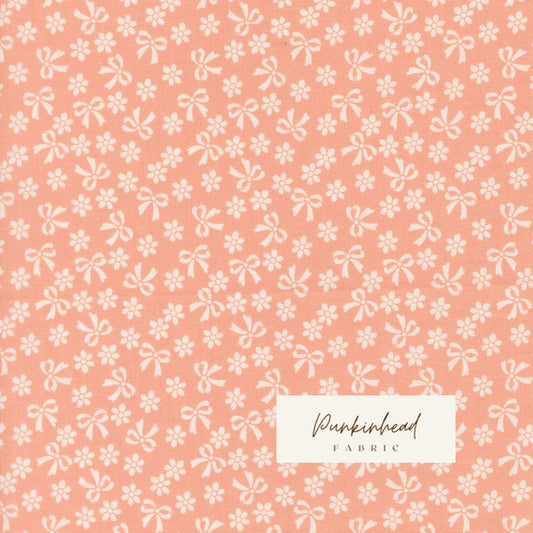 Handmade Sweetness Bows Daisies Small Floral Peach White by Heather Briggs My Sew Quilty Life for Moda Spring Cotton Quilting Fabric