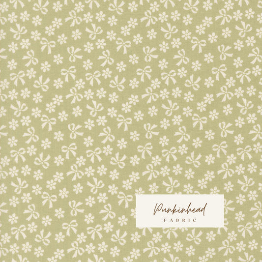 Handmade Sweetness Bows Daisies Small Floral Pear Green White by Heather Briggs My Sew Quilty Life for Moda Spring Cotton Quilting Fabric