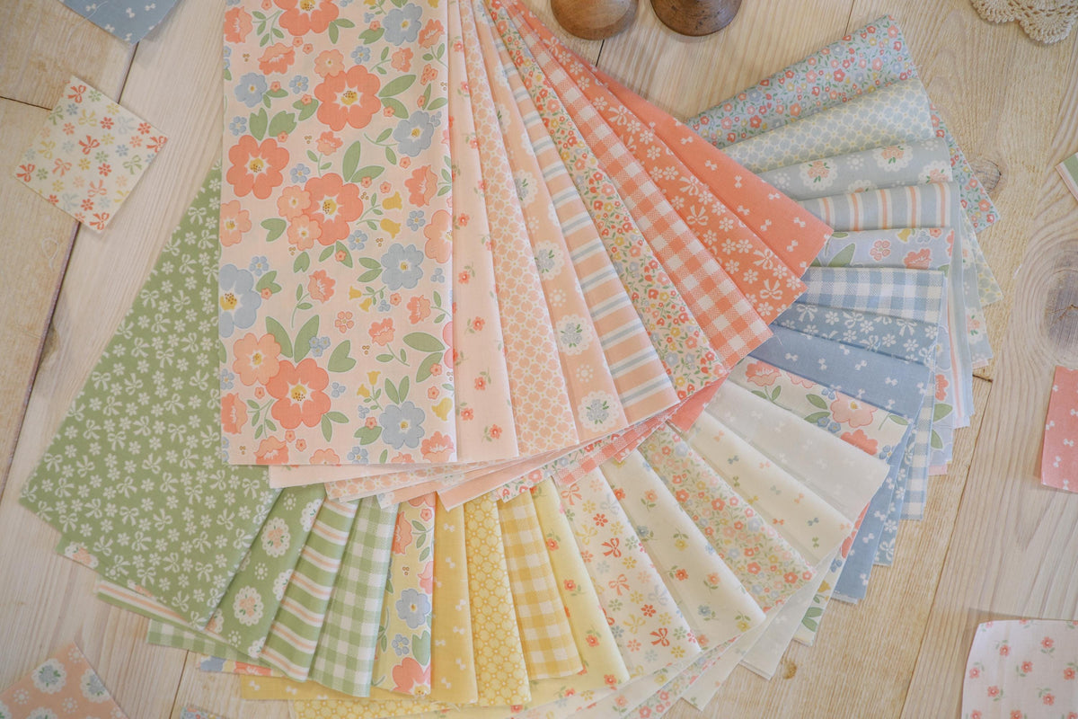 Handmade Sweetness Mini Charm Pack 2.5" squares by Heather Briggs My Sew Quilty Life for Moda Spring Floral Quilting Fabric 42 Pieces